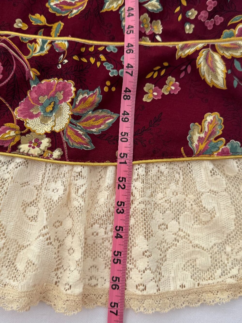 Vintage 1970's GUNNE SAX Jessica Burgundy Floral Maxi Dress HTF Size 13 REPAIRED - Picture 12 of 16